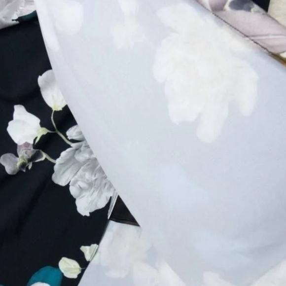 CITY CHIC FLORAL GLOW DRESS Floral Off-Shoulder Dress - Black and Teal NEW 20 - Picture 5 of 10